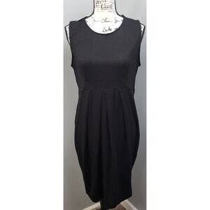 Hello Miz Midi Dress Women Large Black Maternity Empire Waist Pleated Sleeveless